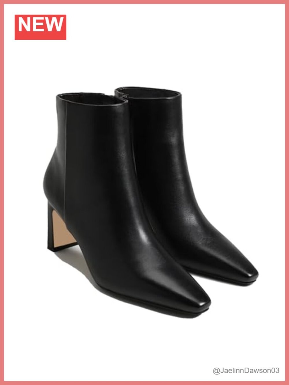 Womens Ankle Boots Chunky Low Heel Square Toe Heeled Booties Side Zipper